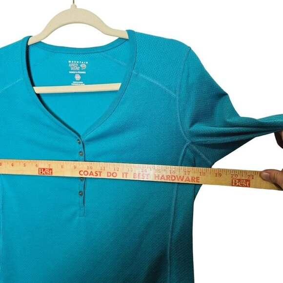 Mountain Hardwear Women's Long Sleeve Henley Shirt Size M Teal Breathable - Picture 8 of 9
